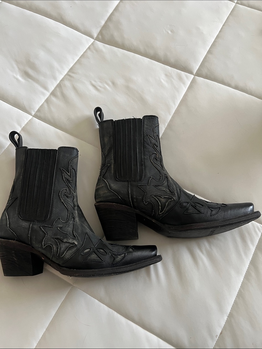 Stetson Black Western Embroidered Ankle Boots